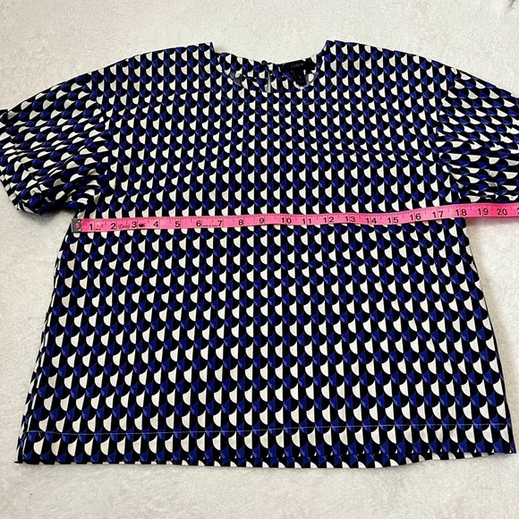 J. Crew Geometric Boxy Cropped Short Sleeve Blouse - Size 4 - Picture 8 of 9